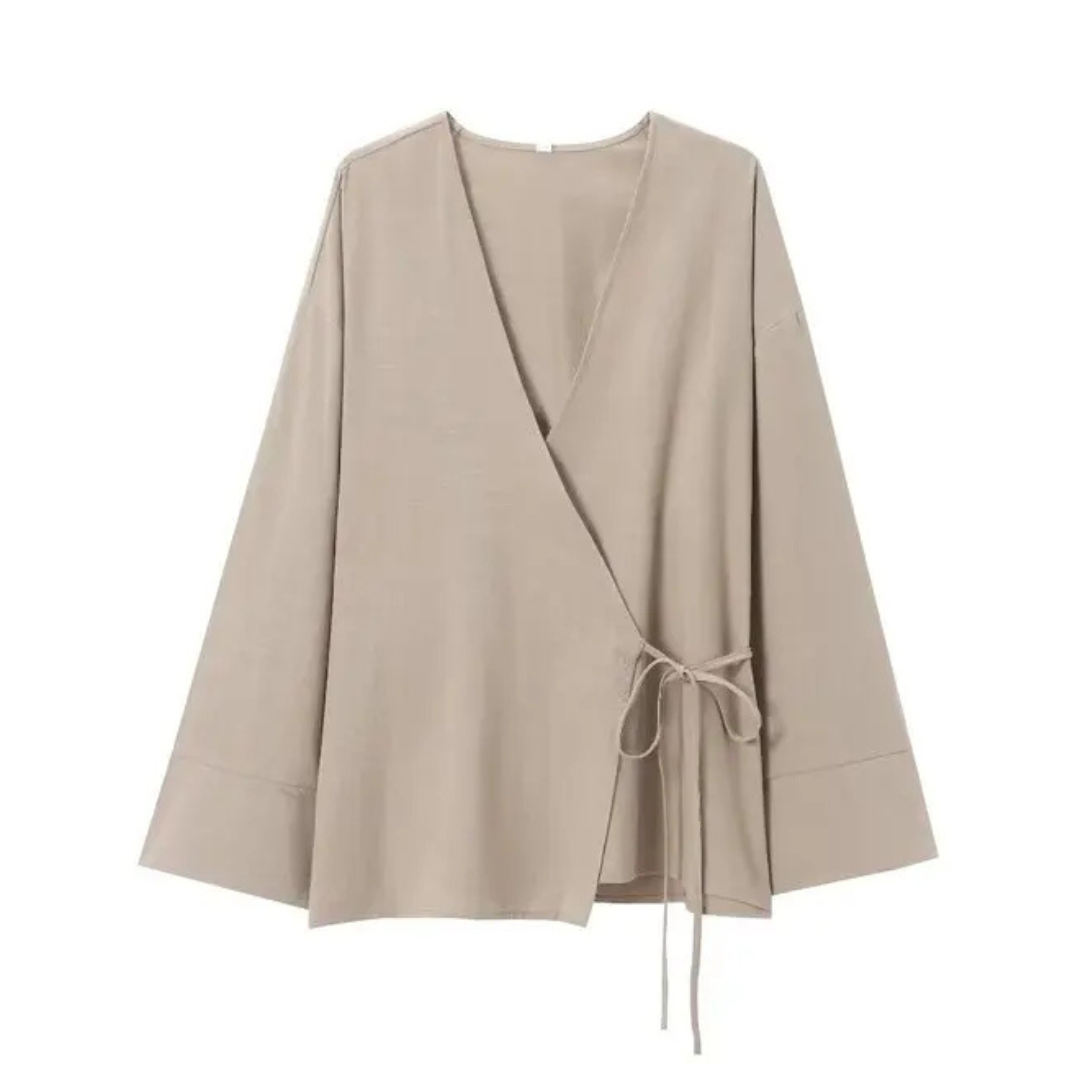 Zara | Blouse Enroulée Douce avec Détail de Nouage