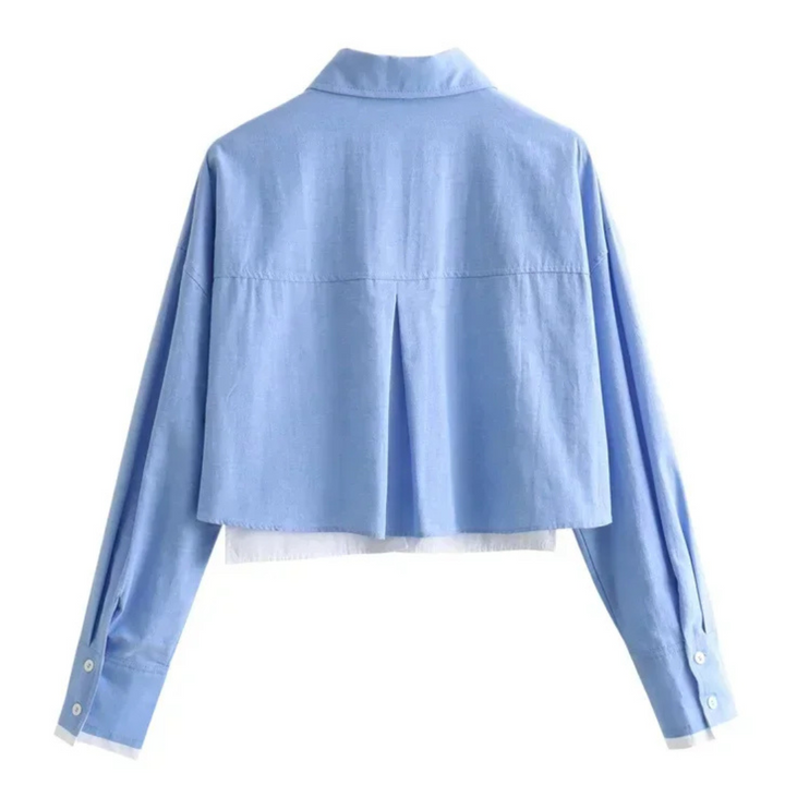 Élodie | Chemise Courte à Poches et Ourlet Contrastant