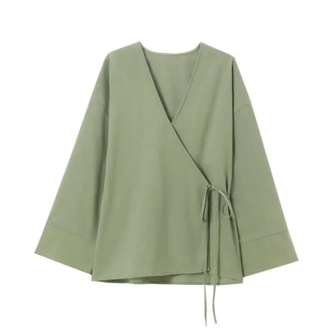 Zara | Blouse Enroulée Douce avec Détail de Nouage