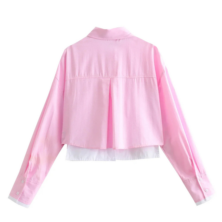 Élodie | Chemise Courte à Poches et Ourlet Contrastant