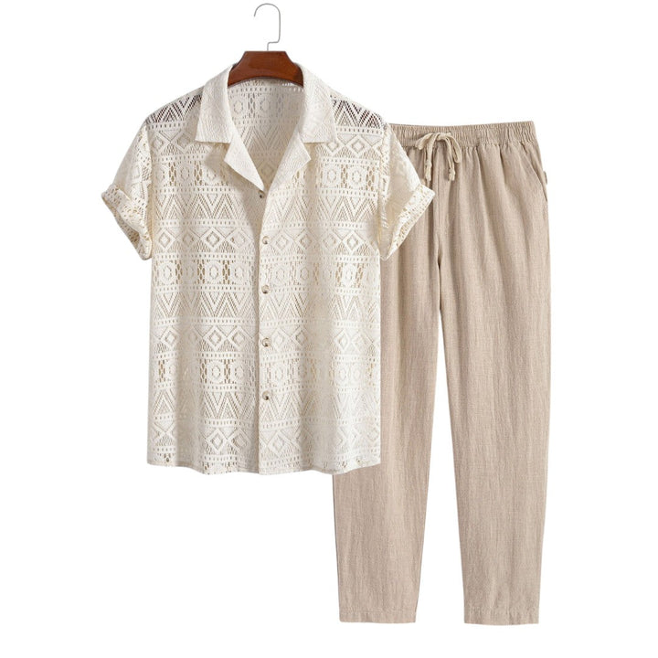 Eli | Chemise en crochet et pantalon à cordon décontracté