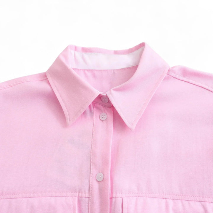 Élodie | Chemise Courte à Poches et Ourlet Contrastant