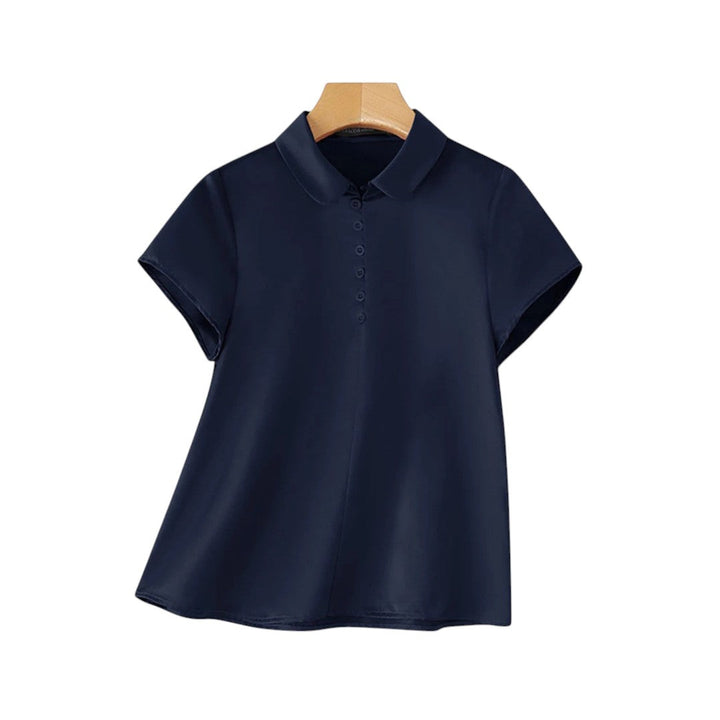 Olivia | Blouse en satin à boutons avec finition de col doux