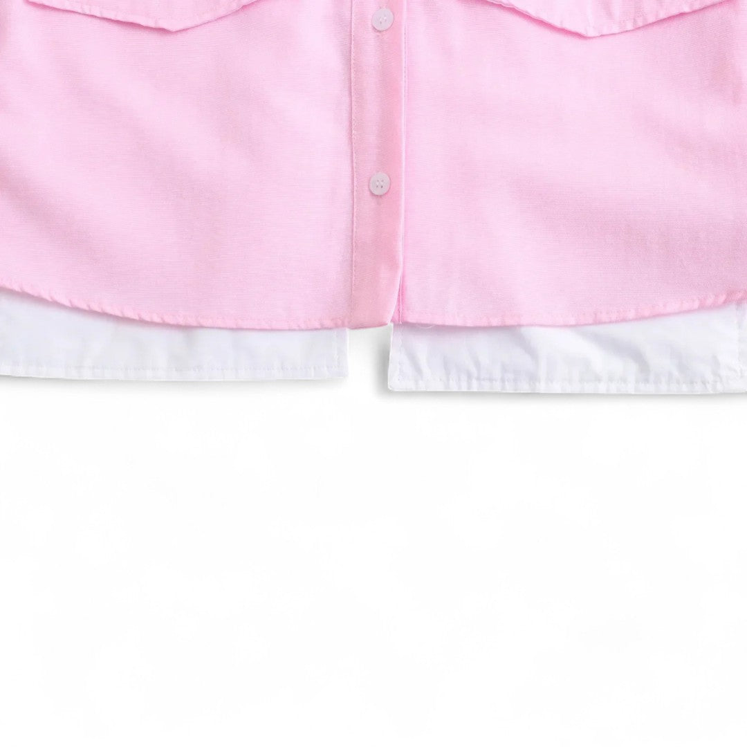 Élodie | Chemise Courte à Poches et Ourlet Contrastant