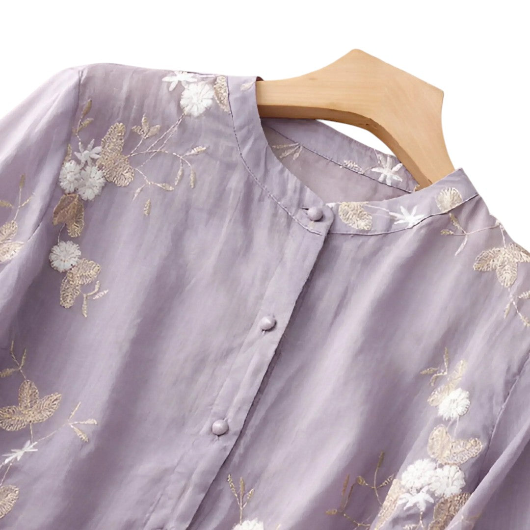 Georgia | Blouse Transparente Brodée avec Manches Fluides