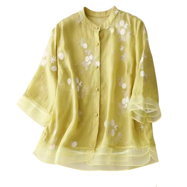 Georgia | Blouse Transparente Brodée avec Manches Fluides