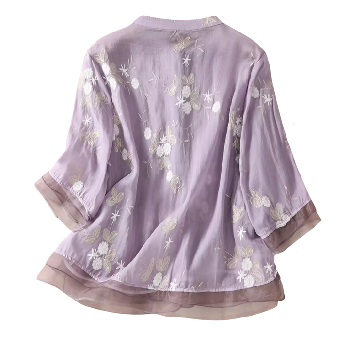 Georgia | Blouse Transparente Brodée avec Manches Fluides