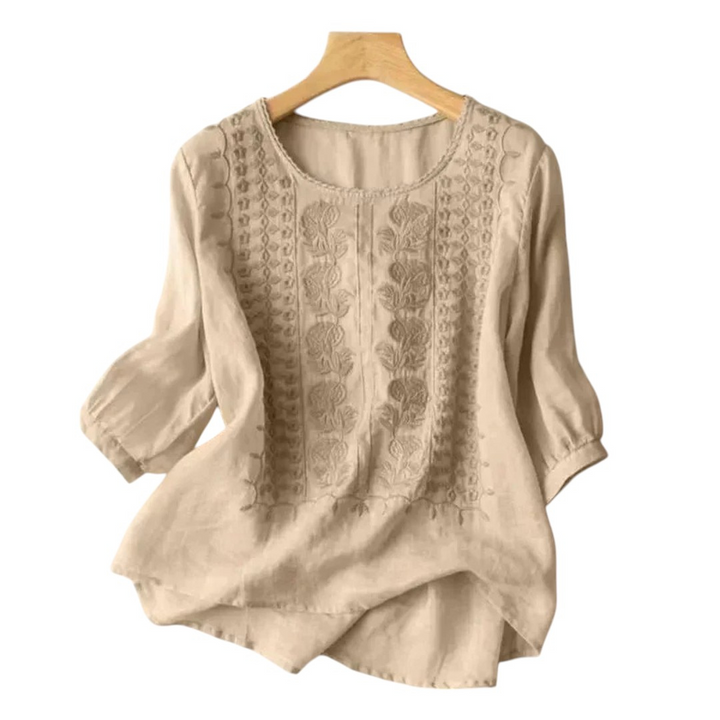 Paige | Blouse d’Été à Manches Mi-Longues Brodée