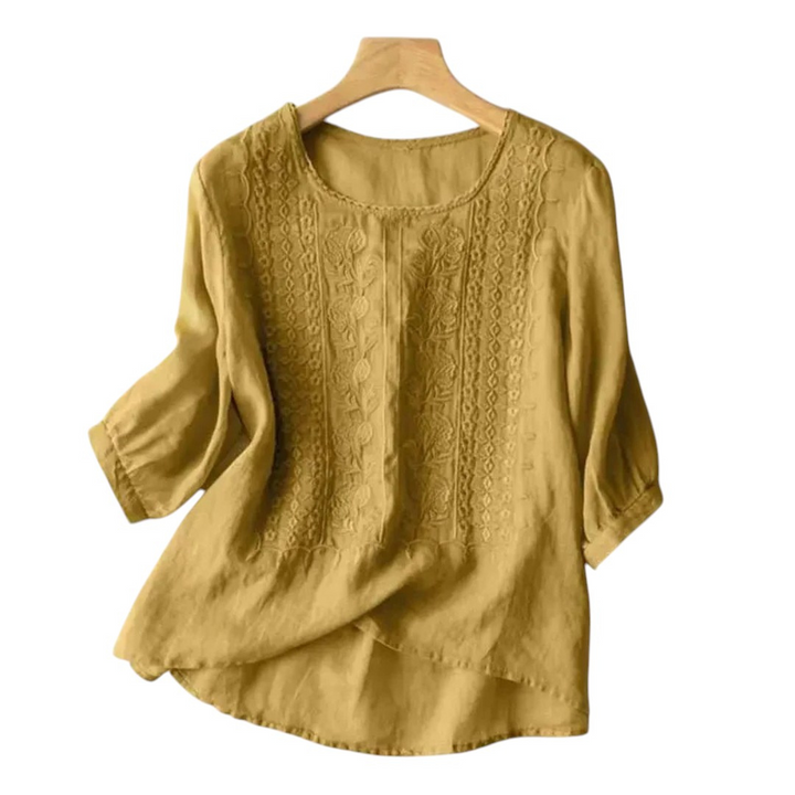 Paige | Blouse d’Été à Manches Mi-Longues Brodée