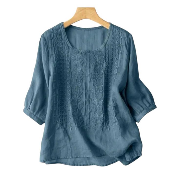 Paige | Blouse d’Été à Manches Mi-Longues Brodée