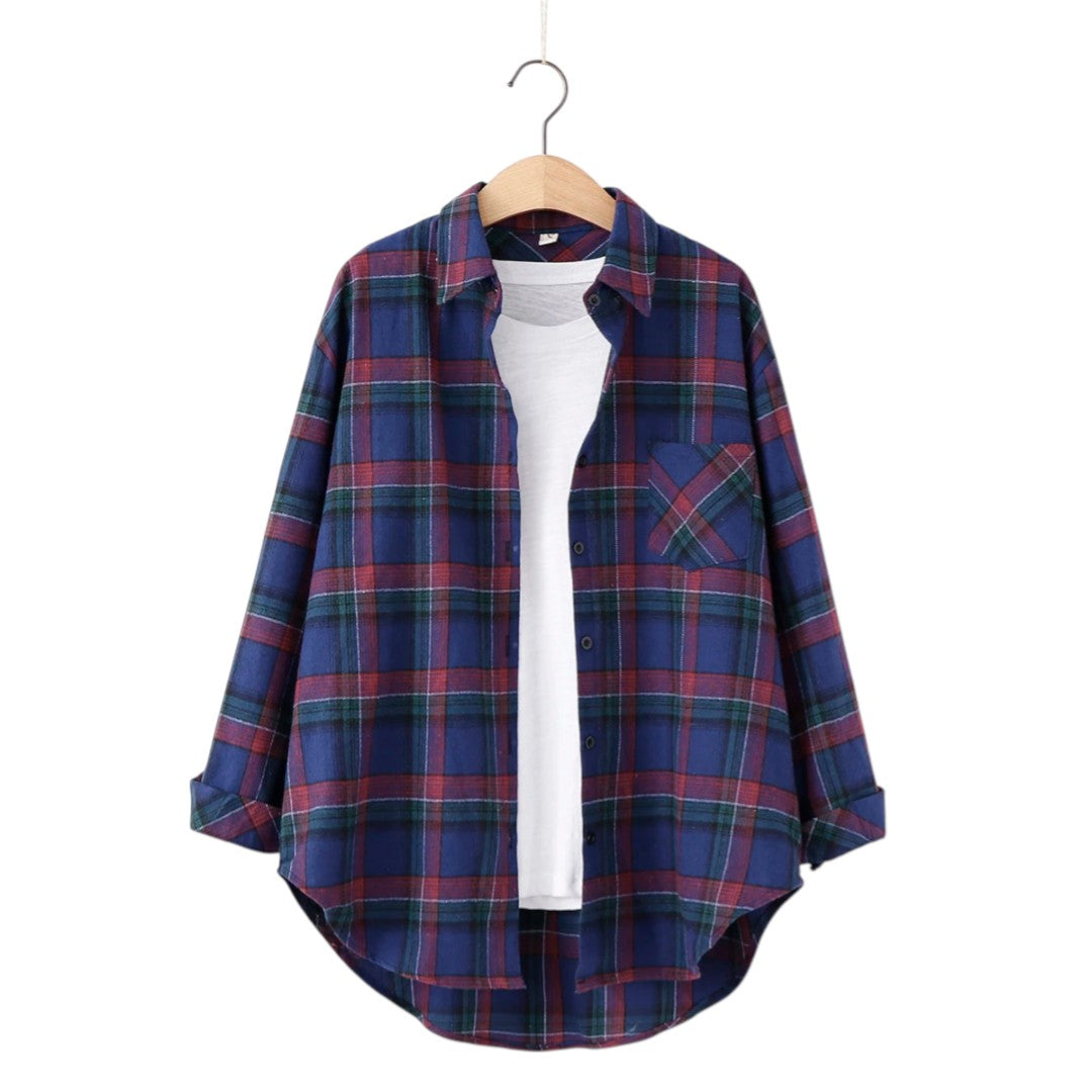 Éléonore | Chemise à carreaux oversize en coton doux