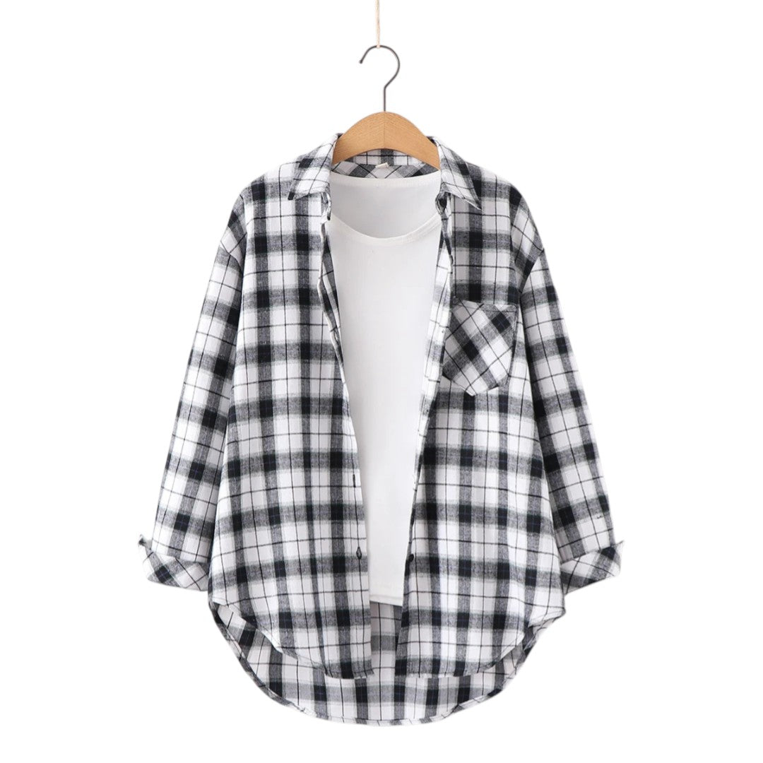 Éléonore | Chemise à carreaux oversize en coton doux