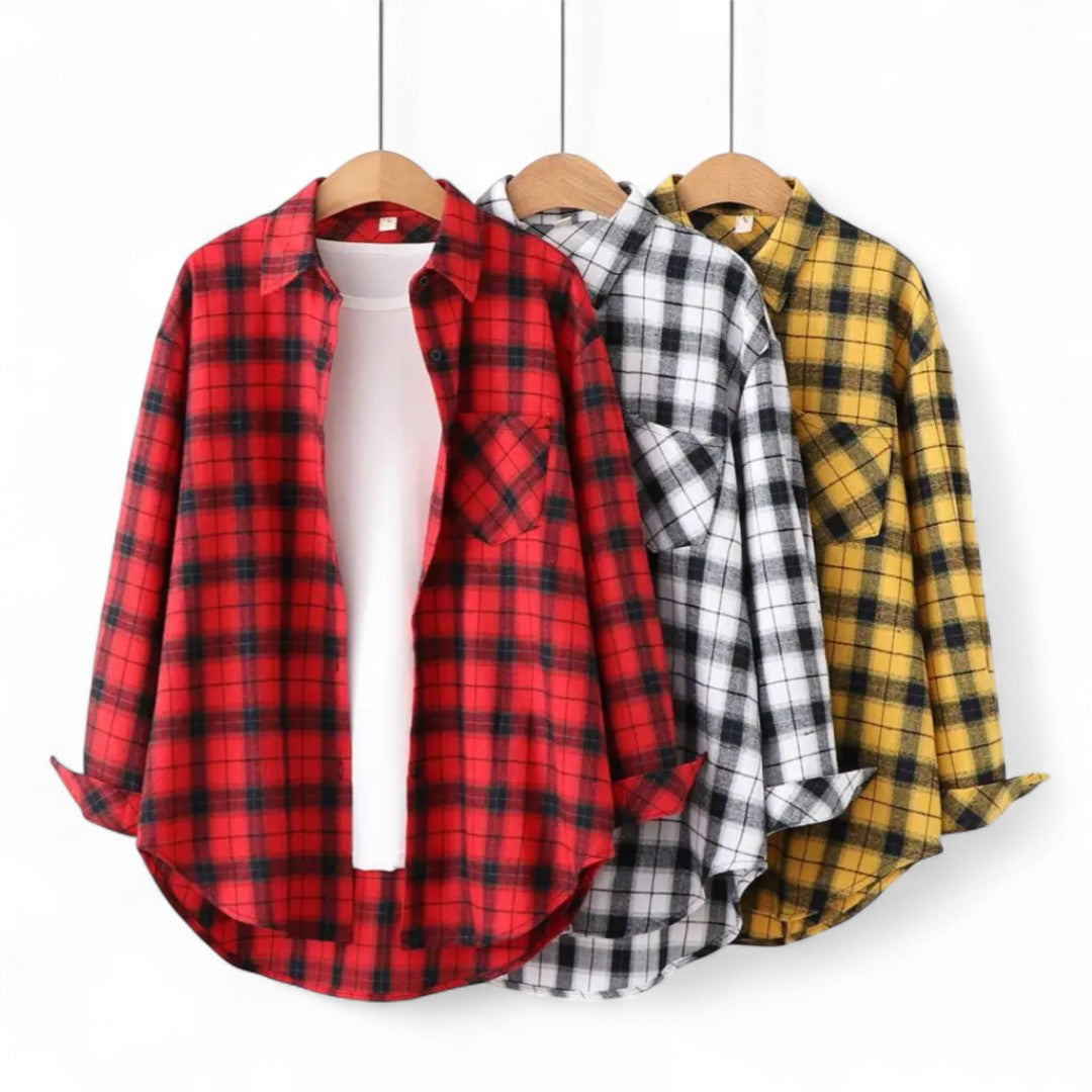Éléonore | Chemise à carreaux oversize en coton doux