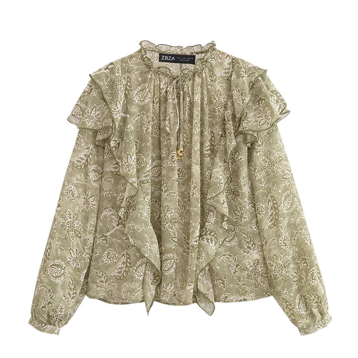 Ivy | Blouse en chiffon floral avec détails à volants