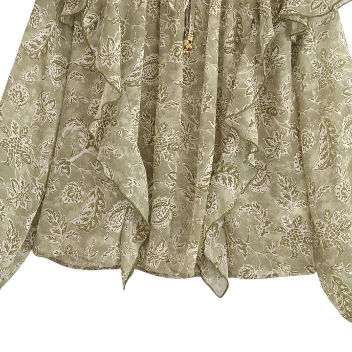 Ivy | Blouse en chiffon floral avec détails à volants