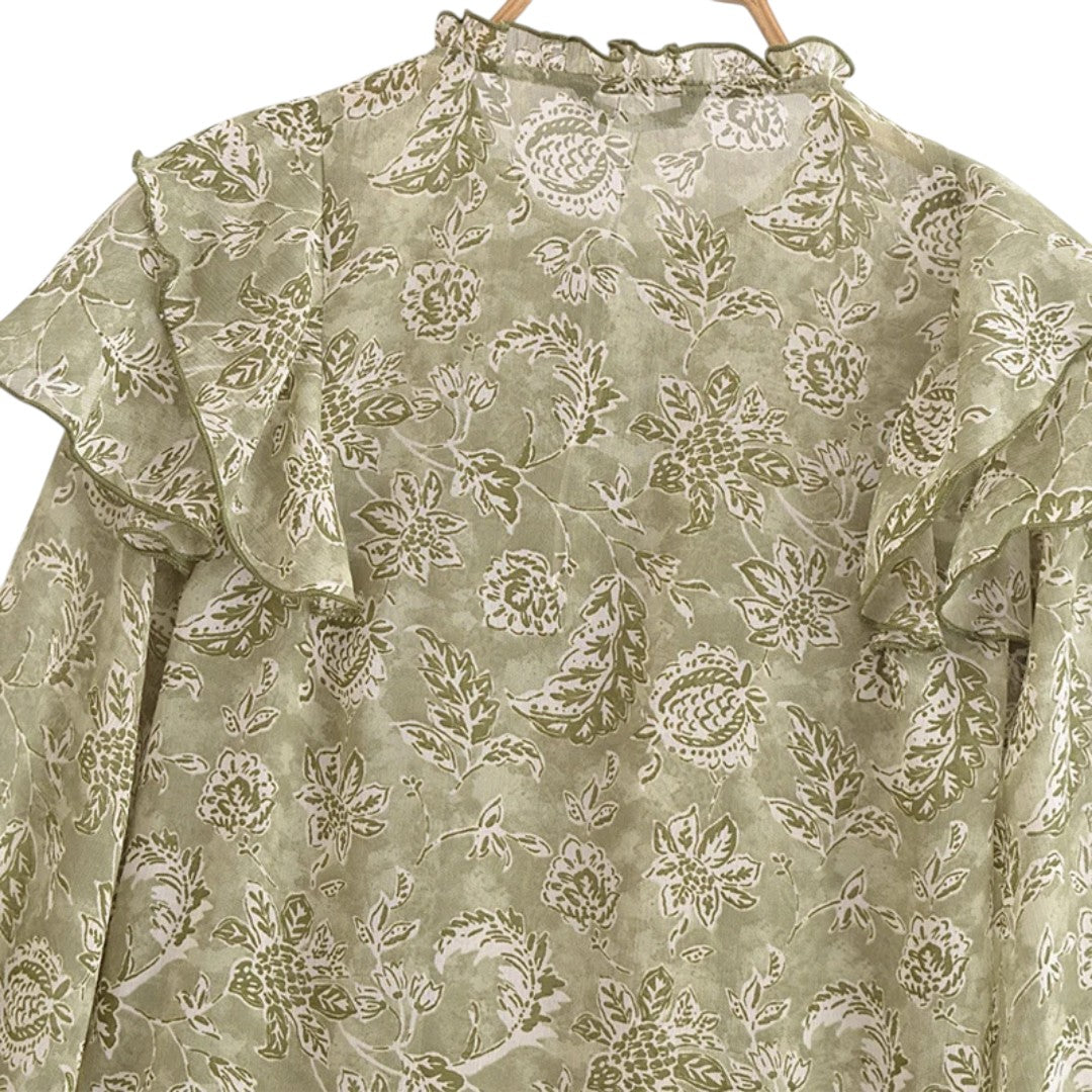 Ivy | Blouse en chiffon floral avec détails à volants