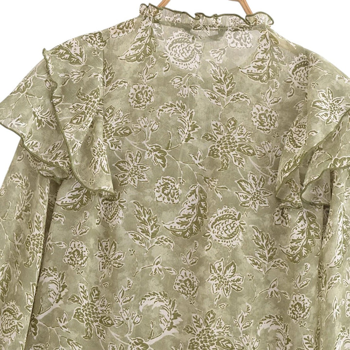 Ivy | Blouse en chiffon floral avec détails à volants
