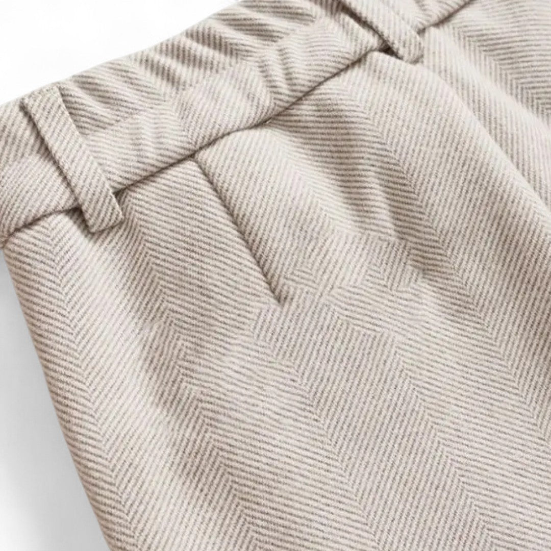 Camille | Pantalon taille haute en chevron brossé