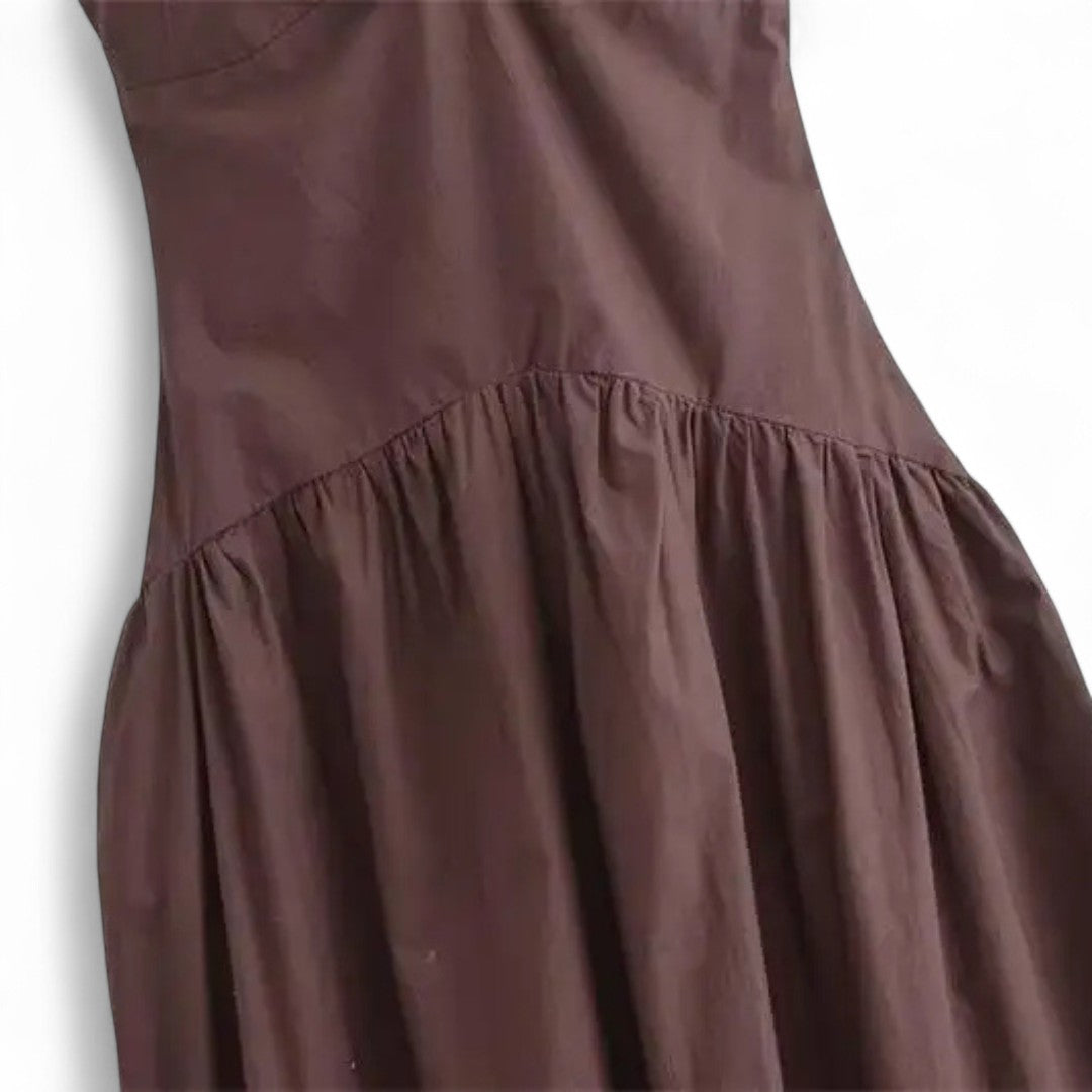Camille | Robe Longue à Dos Smocké et Encolure Nouée