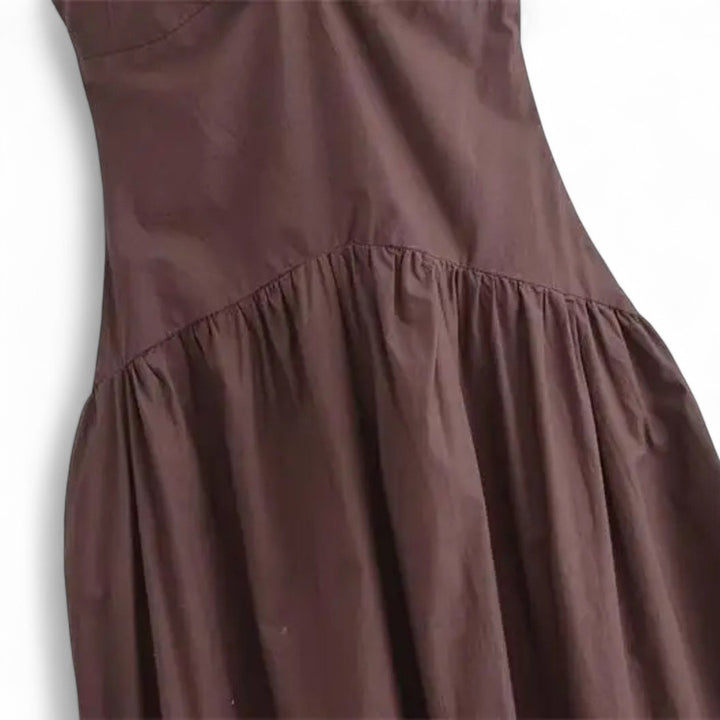 Camille | Robe Longue à Dos Smocké et Encolure Nouée