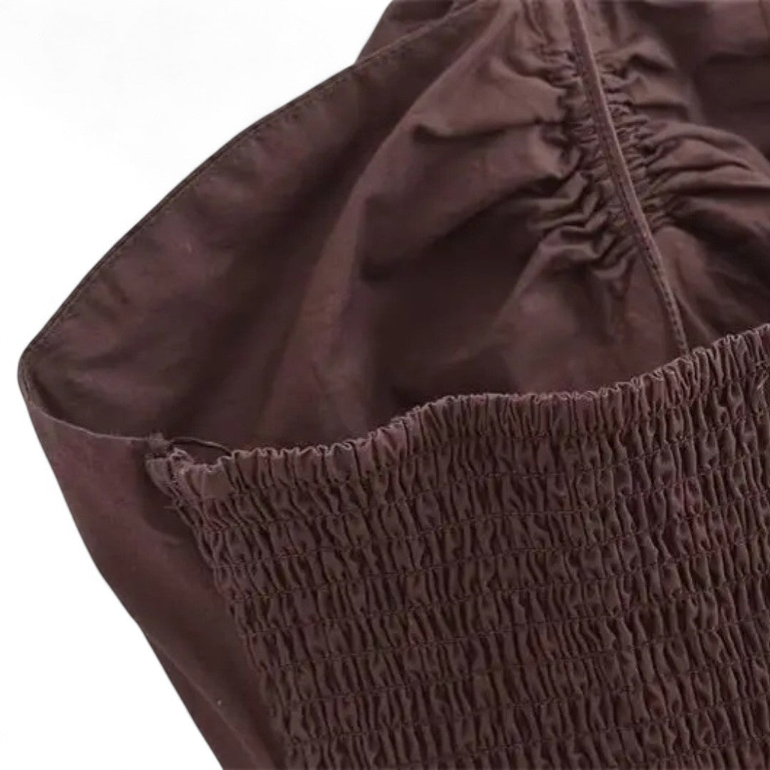 Camille | Robe Longue à Dos Smocké et Encolure Nouée