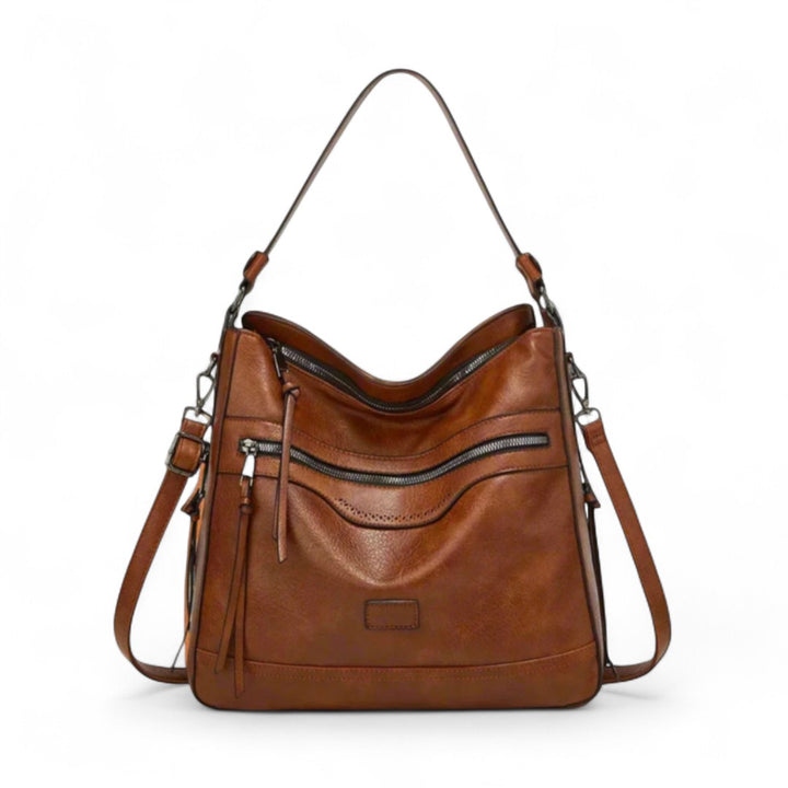Juliette | Sac Épaule en Cuir à Double Fermeture Zippée
