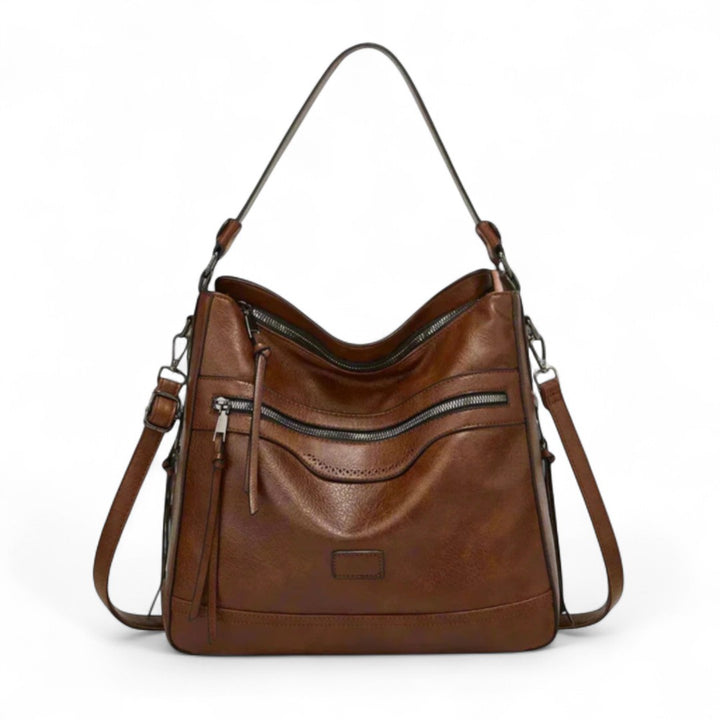 Juliette | Sac Épaule en Cuir à Double Fermeture Zippée