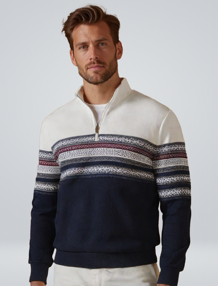 Lachlan | Pull en maille scandinave avec demi-zip et col montant