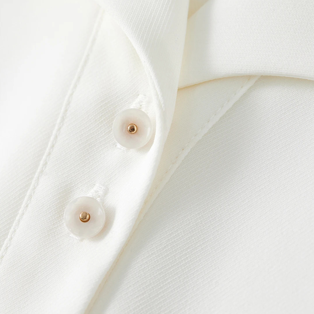 Juliette | Short Sleeve Collared Blouse with Sculpted Cuffs