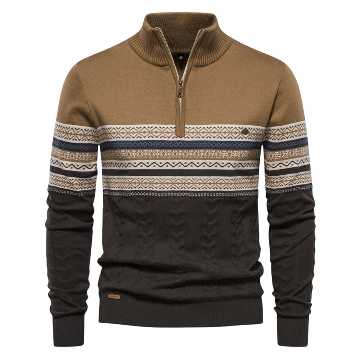 Lachlan | Pull en maille scandinave avec demi-zip et col montant