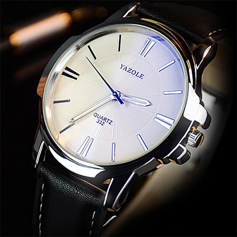 Van Baerle® - Montre en cuir et verre bleu luxueux