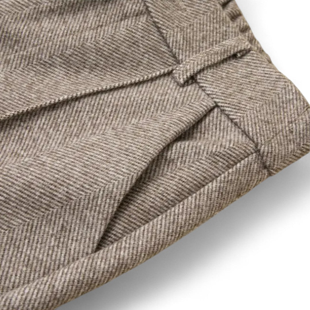 Camille | Pantalon taille haute en chevron brossé