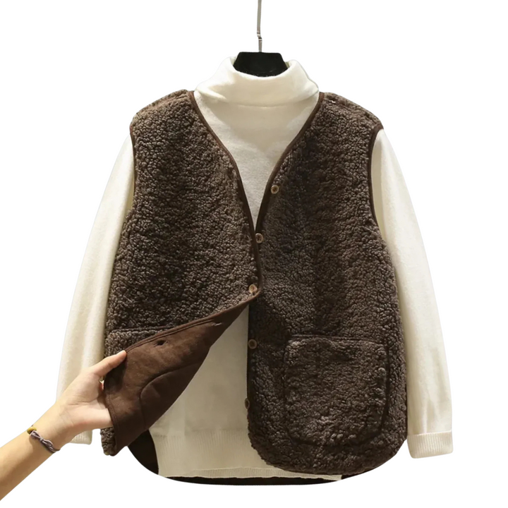 Matilda | Gilet réversible en sherpa doublé et haut en polaire