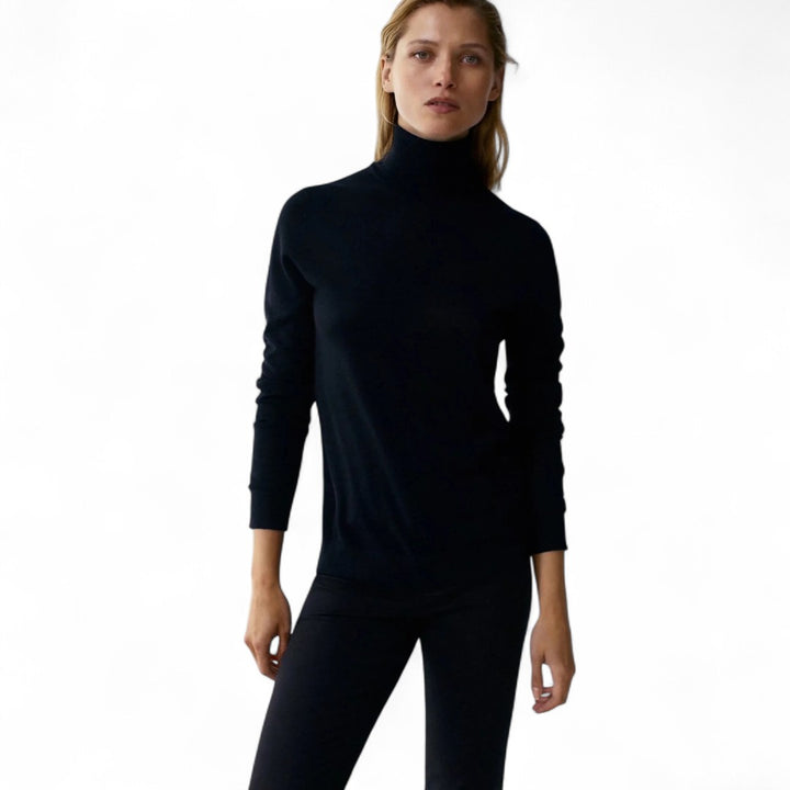 Camille | Pull col roulé ajusté à maille fine