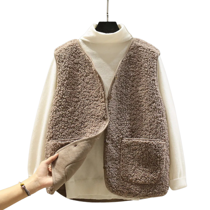 Matilda | Gilet réversible en sherpa doublé et haut en polaire