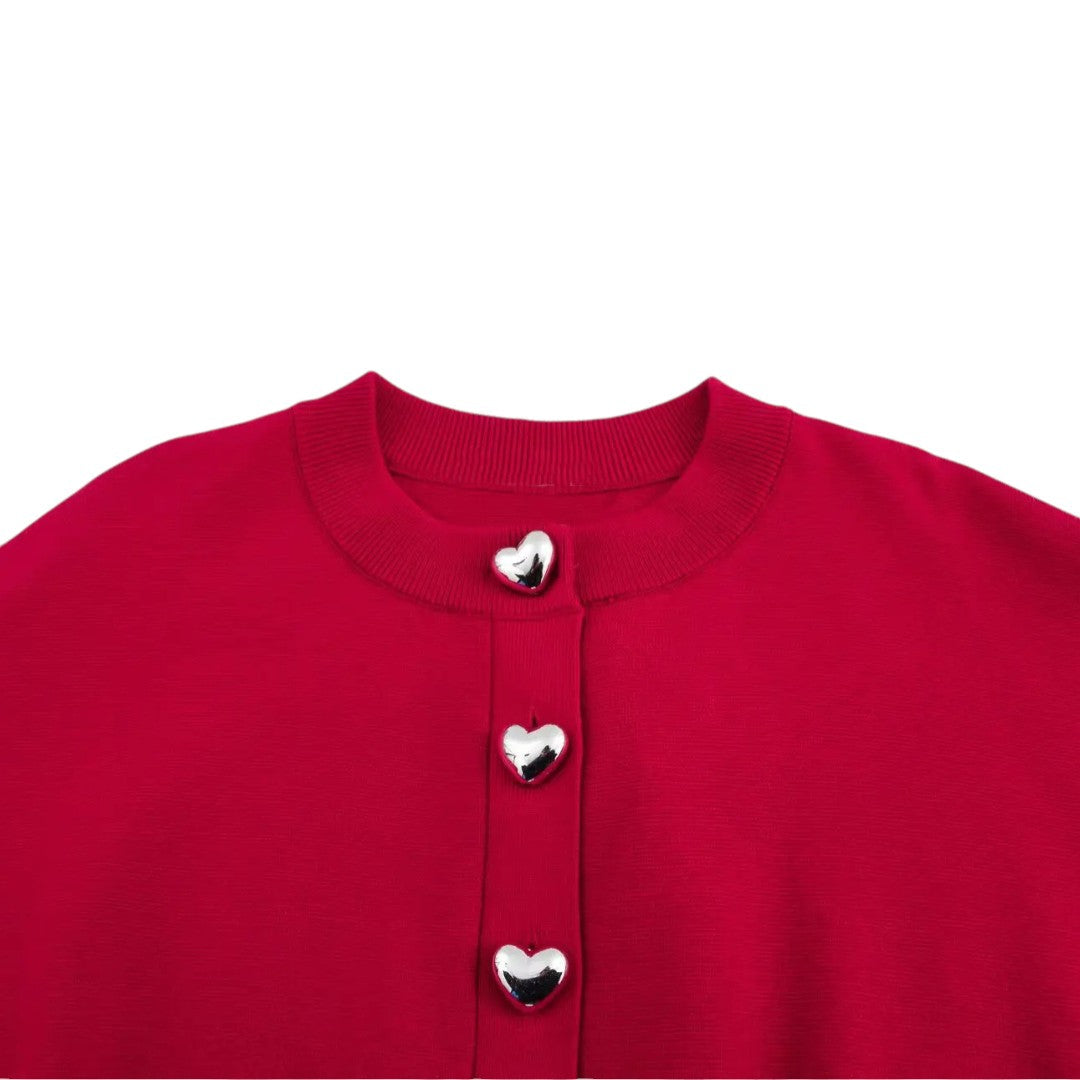 Cardigan en maille coupé Ruby avec boutons en forme de cœur