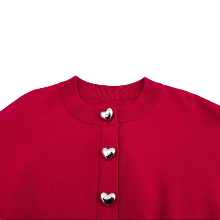 Cardigan en maille coupé Ruby avec boutons en forme de cœur
