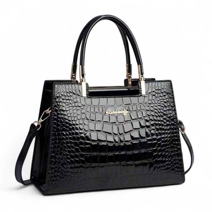 Céleste | Sac Croco Brillant à Poignées Renforcées