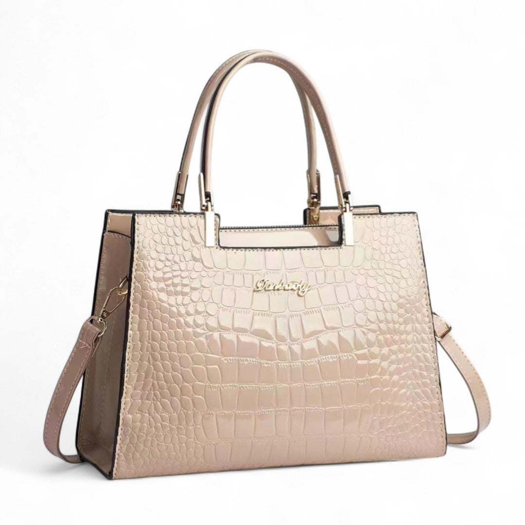 Céleste | Sac Croco Brillant à Poignées Renforcées