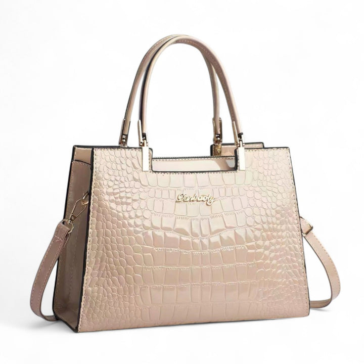 Céleste | Sac Croco Brillant à Poignées Renforcées