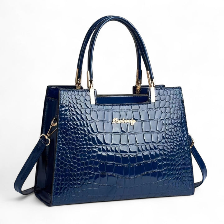 Céleste | Sac Croco Brillant à Poignées Renforcées