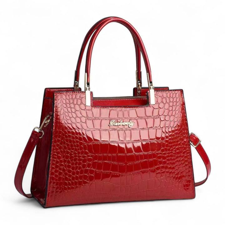 Céleste | Sac Croco Brillant à Poignées Renforcées