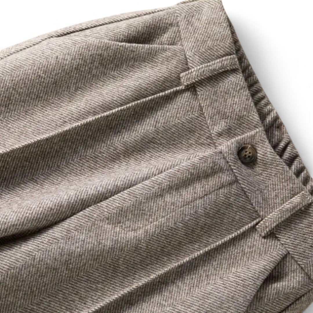 Camille | Pantalon taille haute en chevron brossé