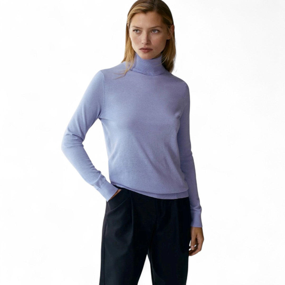 Camille | Pull col roulé ajusté à maille fine