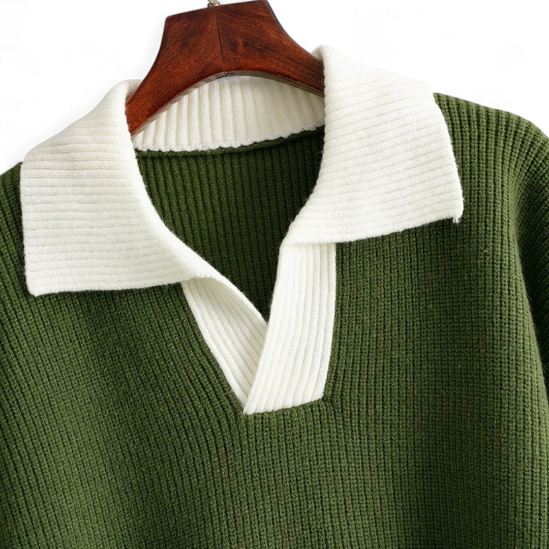 Chloé | Pull col polo côtelé à contraste