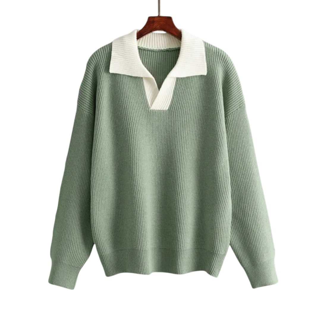 Chloé | Pull col polo côtelé à contraste
