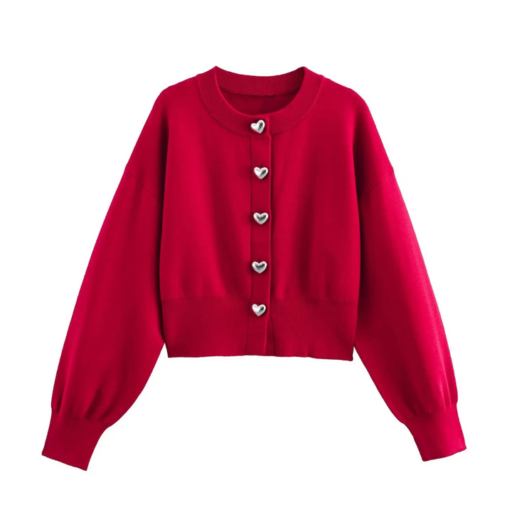 Cardigan en maille coupé Ruby avec boutons en forme de cœur