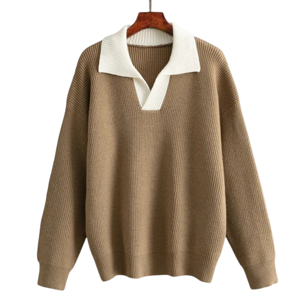 Chloé | Pull col polo côtelé à contraste