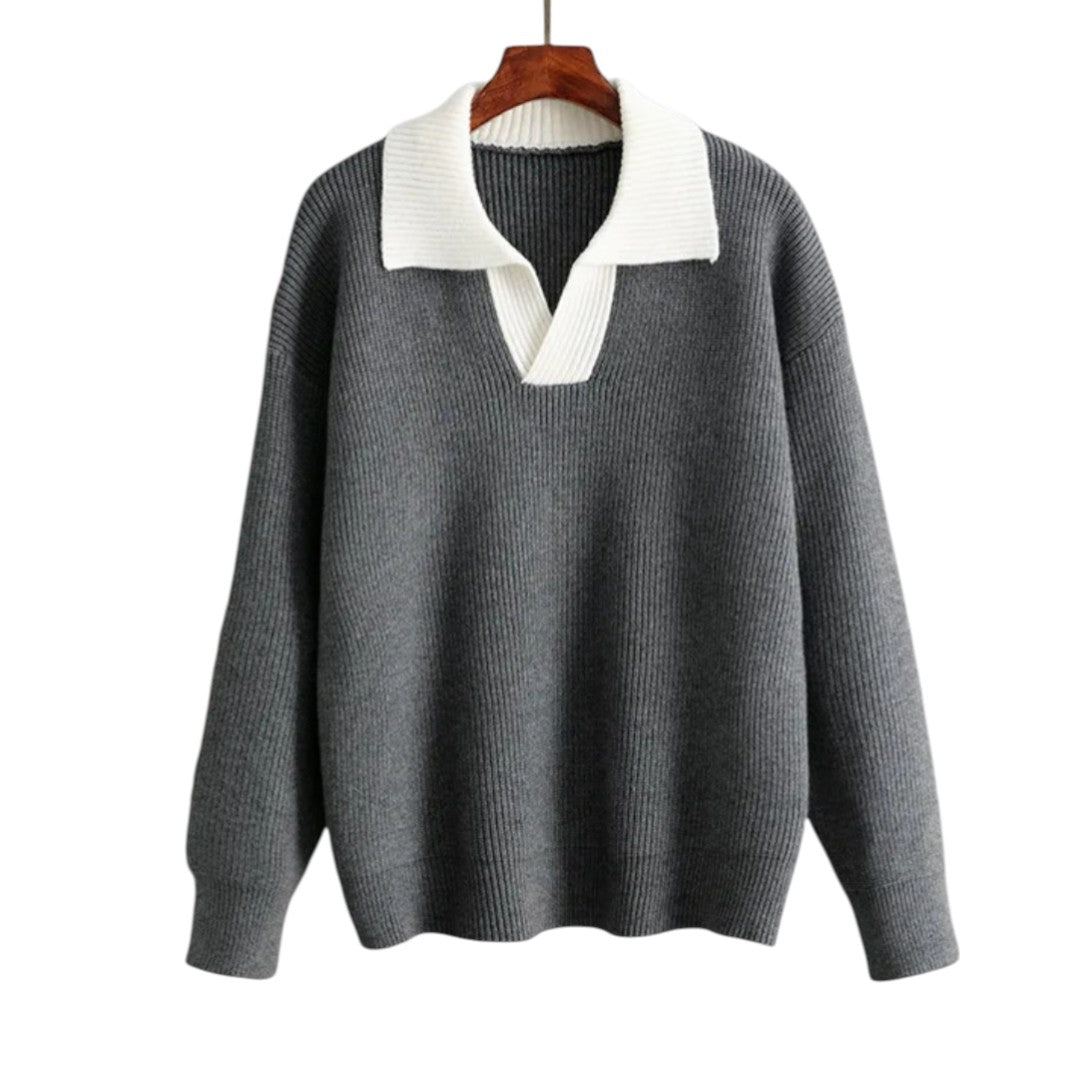 Chloé | Pull col polo côtelé à contraste