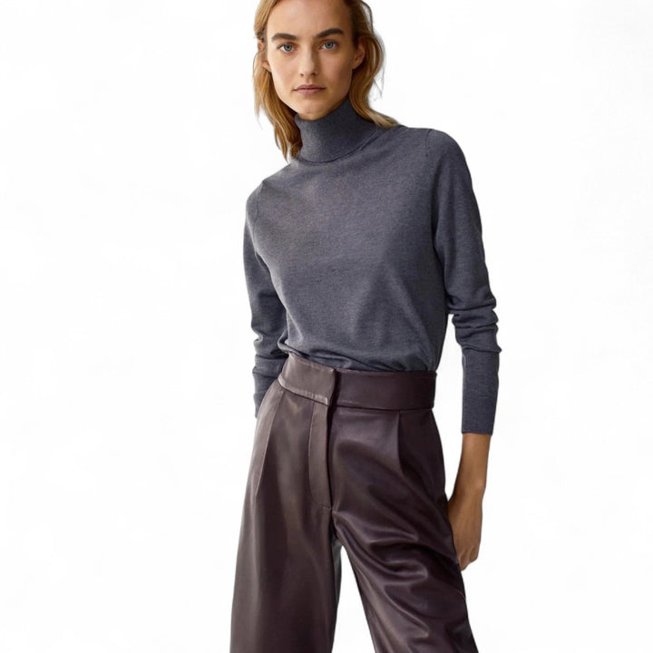 Camille | Pull col roulé ajusté à maille fine